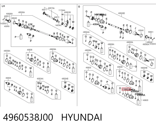ШРУС внутрішній правий 4960538J00 Hyundai/Kia