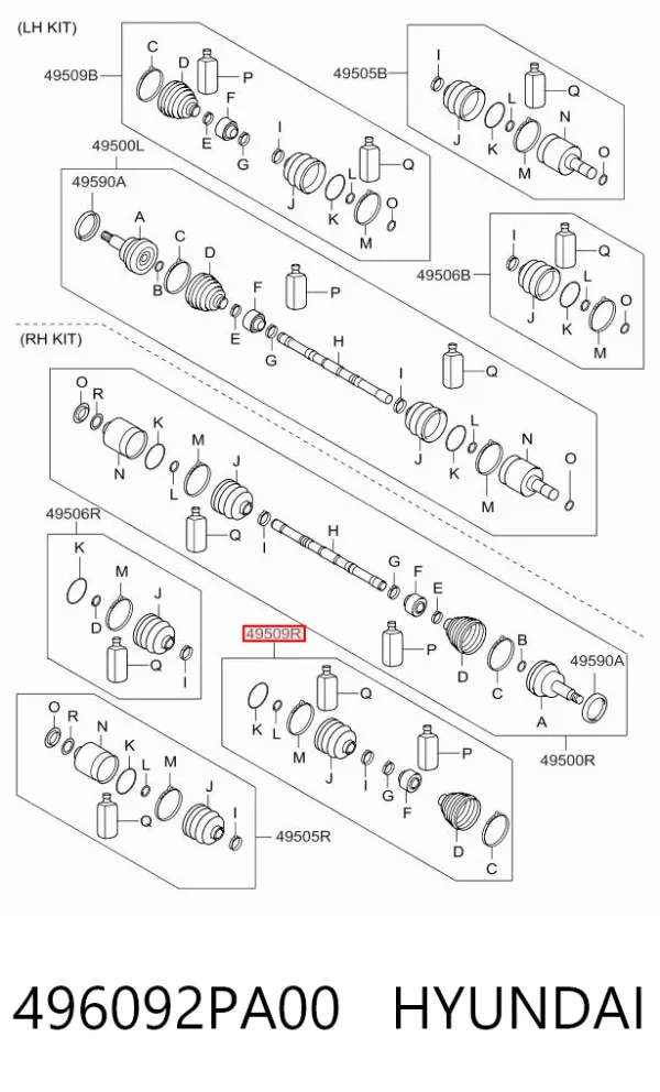 Пильник ШРКШа зовнішній, правий 496092PA00 Hyundai/Kia