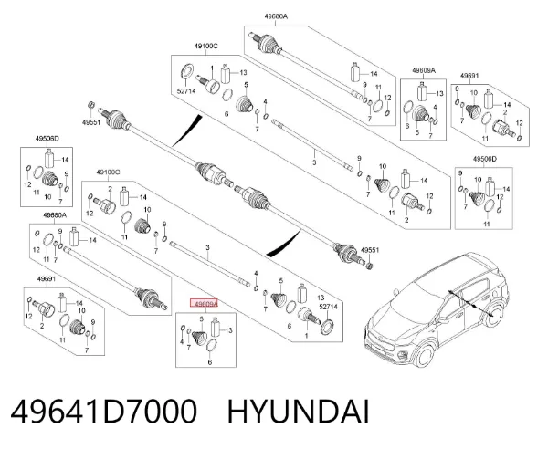 Пильник ШРКШа зовнішній, задньої піввісі 49641D7000 Hyundai/Kia