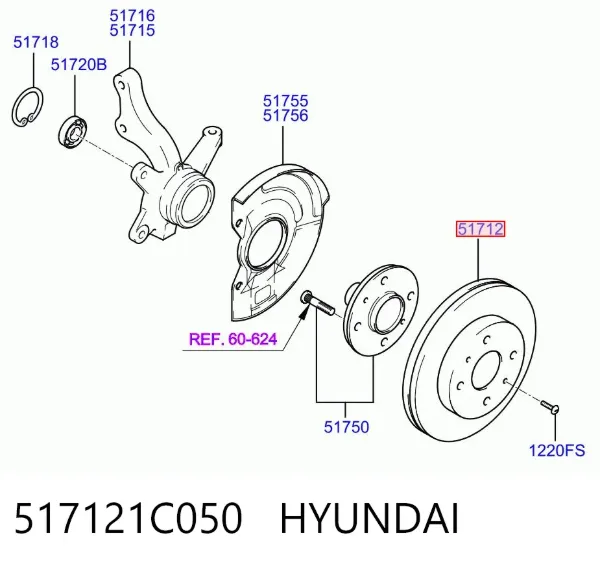Гальмівні диски передні 517121C050 Hyundai/Kia