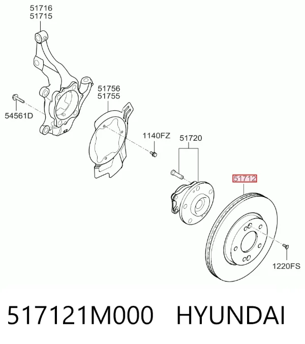 Гальмівні диски передні 517121M000 Hyundai/Kia