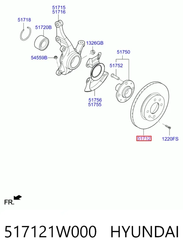 Гальмівні диски передні 517121W000 Hyundai/Kia