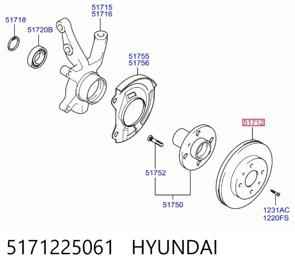 Гальмівні диски передні 5171225061 Hyundai/Kia