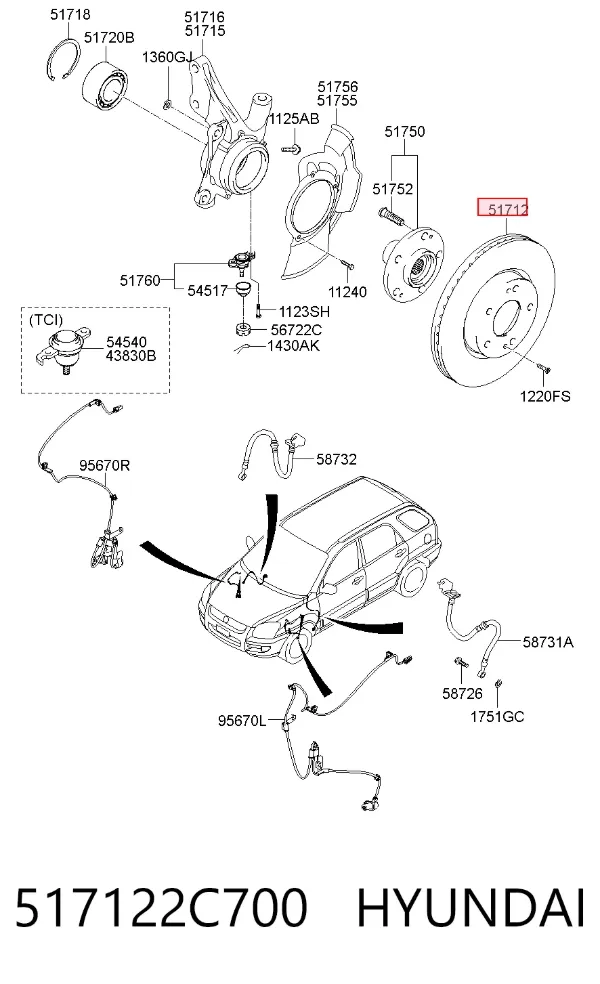 Гальмівні диски передні 517122C700 Hyundai/Kia