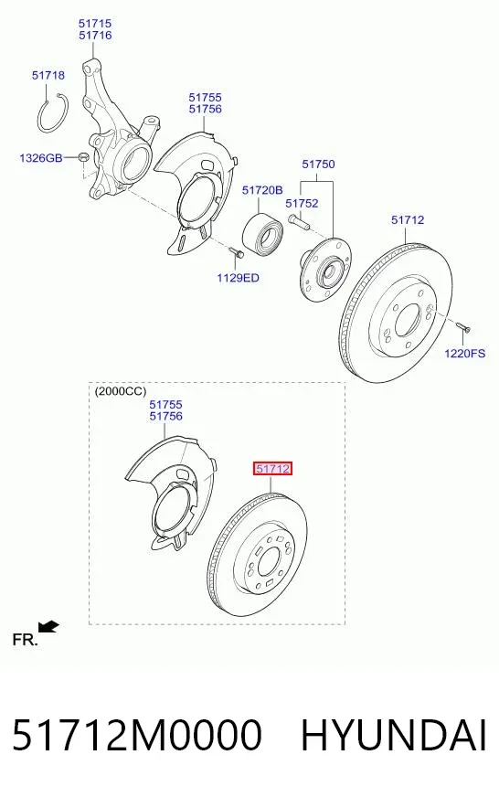 Гальмівні диски передні 51712M0000 Hyundai/Kia