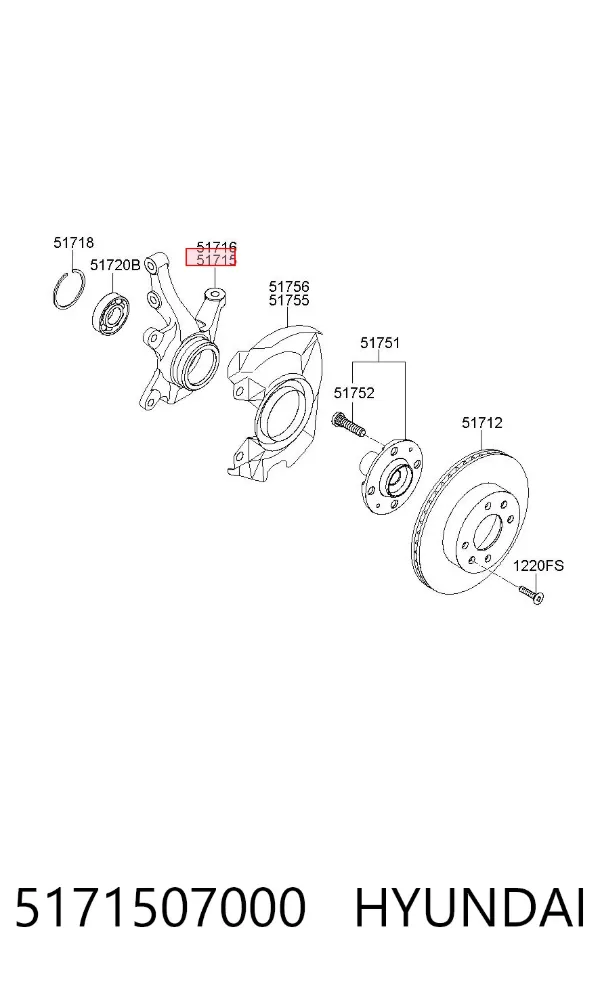 Цапфа - поворотний кулак передній, лівий 5171507000 Hyundai/Kia
