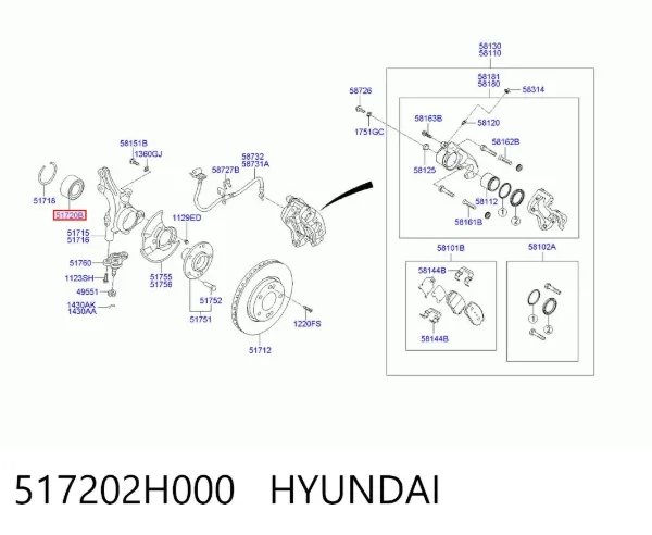 Підшипник ступиці 517202H000 Hyundai/Kia