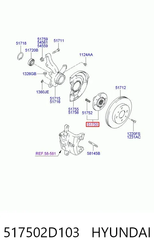 Передня маточина 517502D103 Hyundai/Kia
