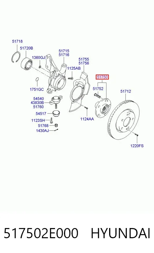 Передня маточина 517502E000 Hyundai/Kia