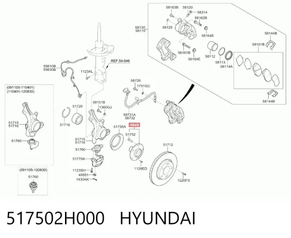 Передня маточина 517502H000 Hyundai/Kia