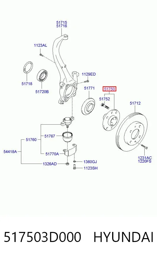 Передня маточина 517503D000 Hyundai/Kia