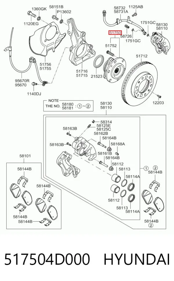 Передня маточина 517504D000 Hyundai/Kia