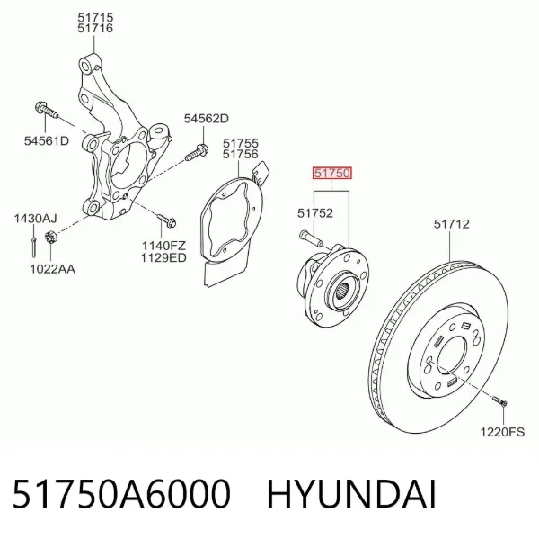Передня маточина 51750A6000 Hyundai/Kia