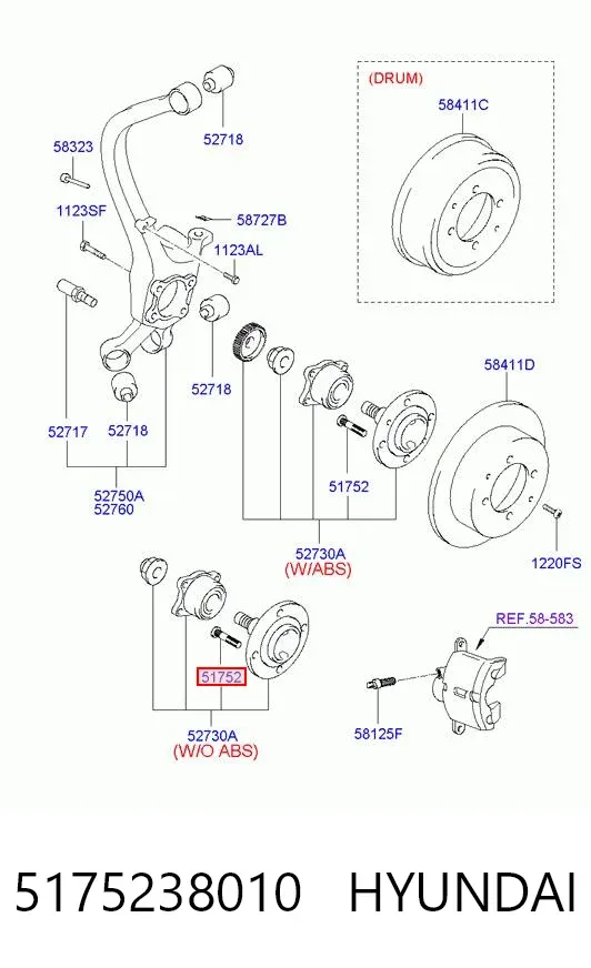 Болт маточини 5175238010 Hyundai/Kia