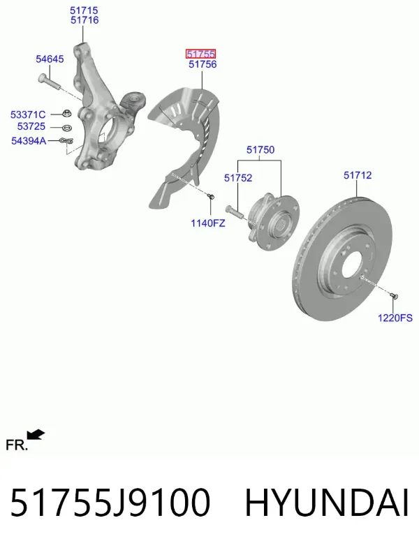 Захист гальмівного диска, переднього, лівого 51755J9100 Hyundai/Kia