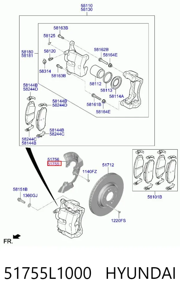Захист гальмівного диска, переднього, лівого 51755L1000 Hyundai/Kia