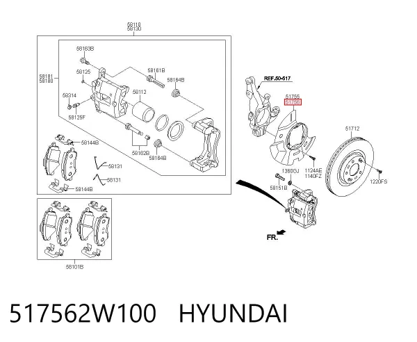 Захист гальмівного диска, переднього, правого 517562W100 Hyundai/Kia