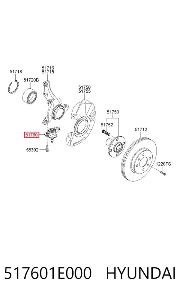 Кульова опора, нижня 517601E000 Hyundai/Kia