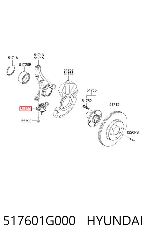 Кульова опора, нижня 517601G000 Hyundai/Kia
