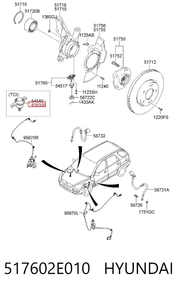 Кульова опора, нижня 517602E010 Hyundai/Kia