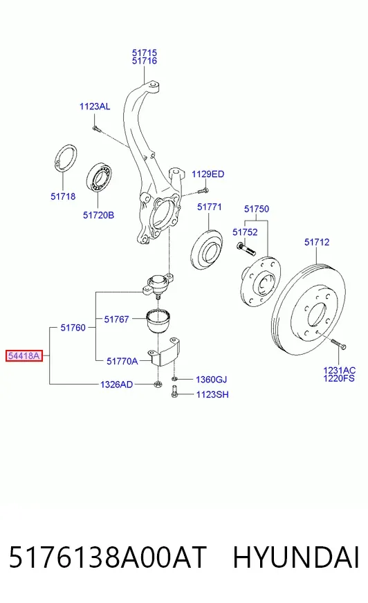 Кульова опора, нижня 5176138A00AT Hyundai/Kia