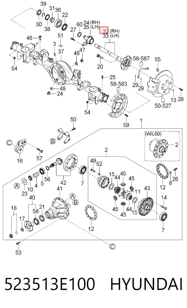 Піввісь задня, права 523513E100 Hyundai/Kia