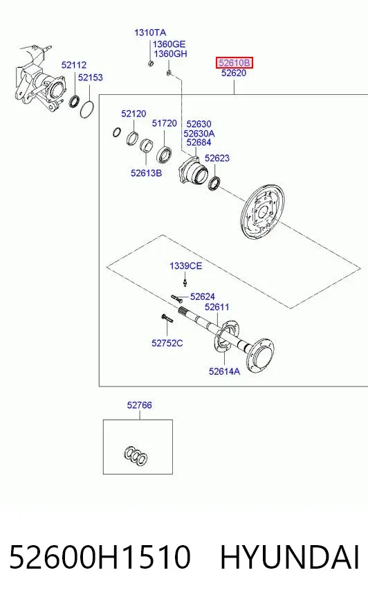 Піввісь задня, ліва 52600H1510 Hyundai/Kia