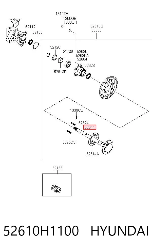 Піввісь задня 52610H1100 Hyundai/Kia