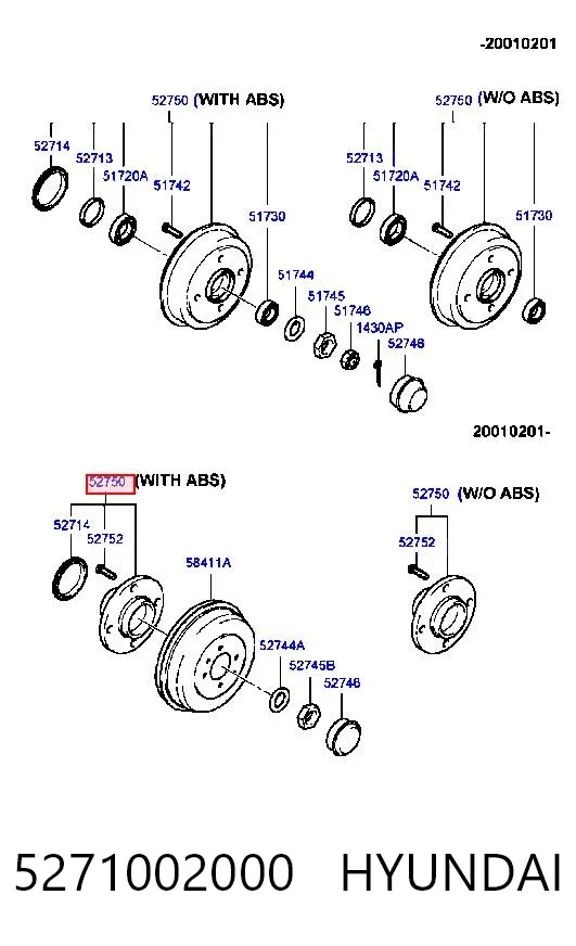 Барабан гальмівний задній 5271002000 Hyundai/Kia