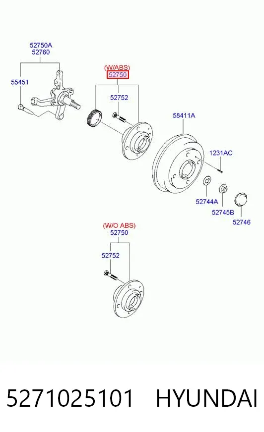 Задня маточина 5271025101 Hyundai/Kia