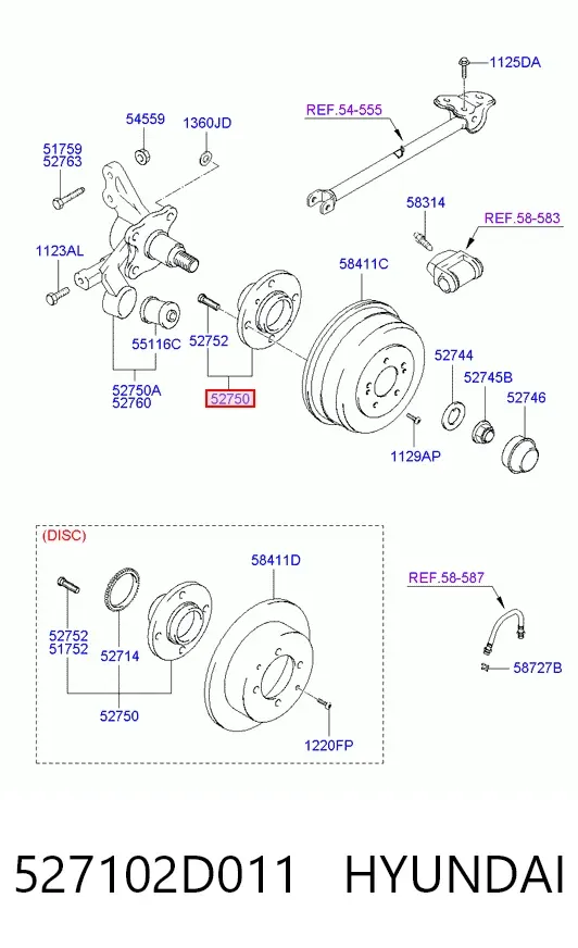 Задня маточина 527102D011 Hyundai/Kia