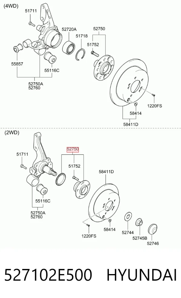 Задня маточина 527102E500 Hyundai/Kia