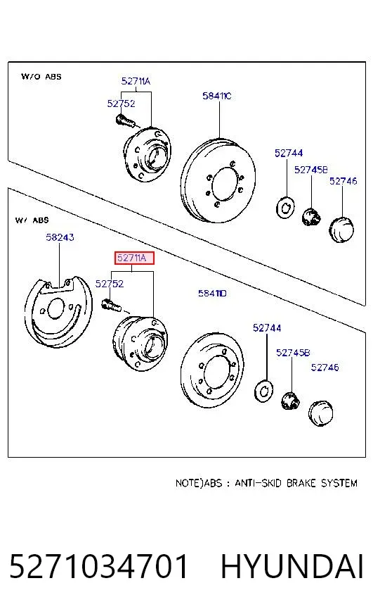 Підшипник задньої ступиці 5271034701 Hyundai/Kia