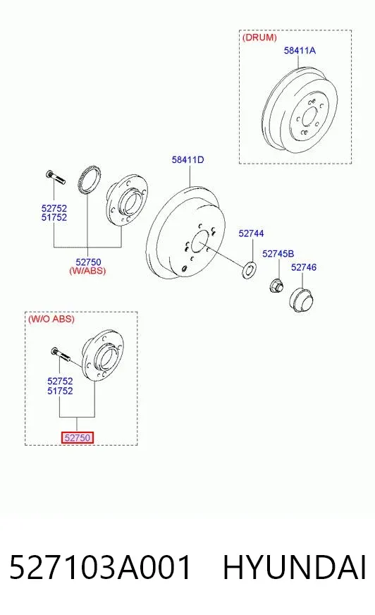 Задня маточина 527103A001 Hyundai/Kia