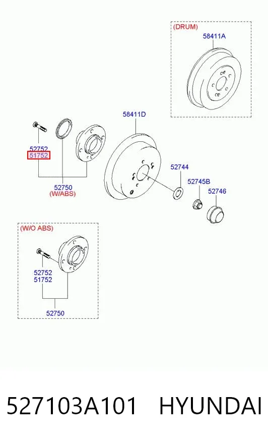 Задня маточина 527103A101 Hyundai/Kia