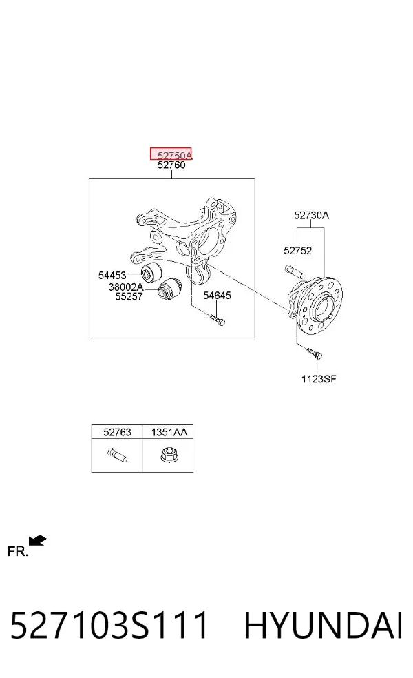 Цапфа - поворотний кулак задній, лівий 527103S111 Hyundai/Kia