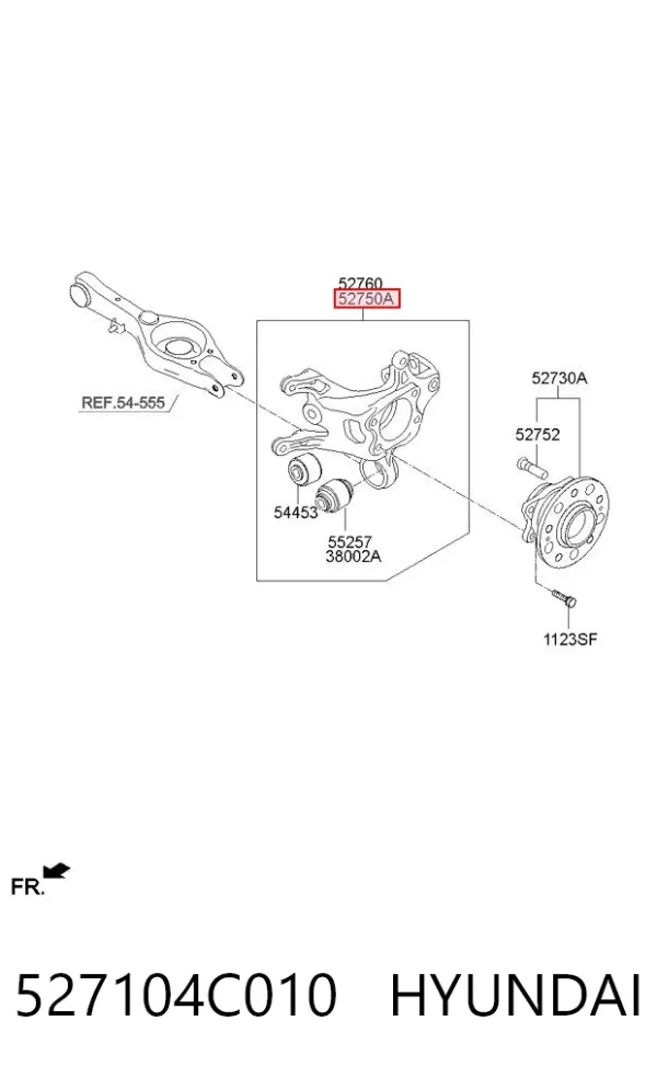 Цапфа - поворотний кулак задній, лівий 527104C010 Hyundai/Kia