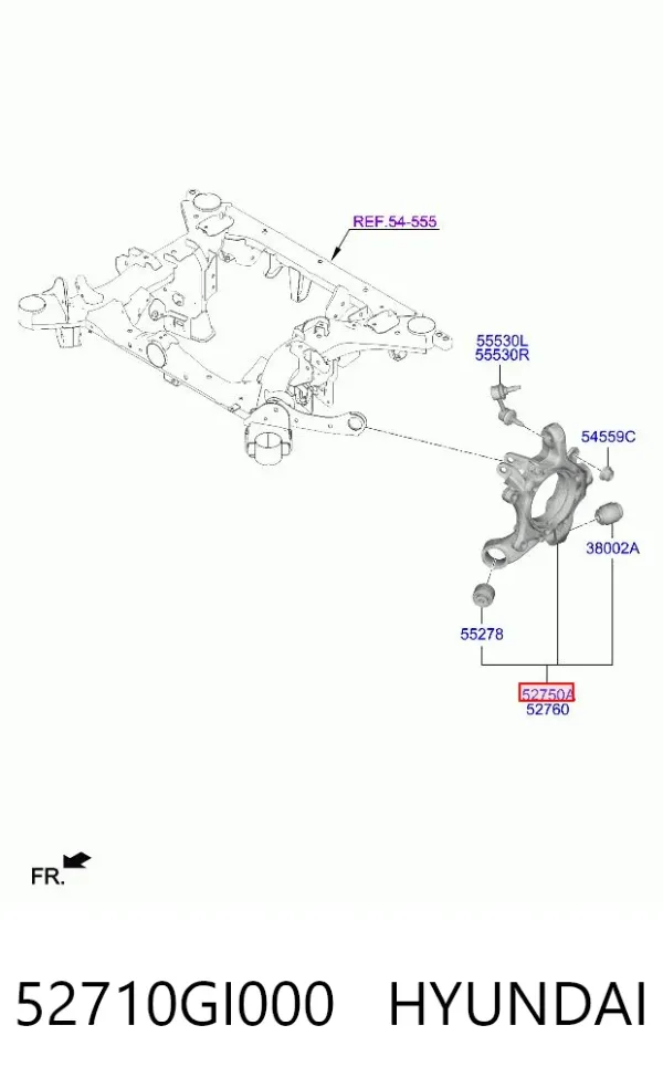 Цапфа - поворотний кулак задній, лівий 52710GI000 Hyundai/Kia