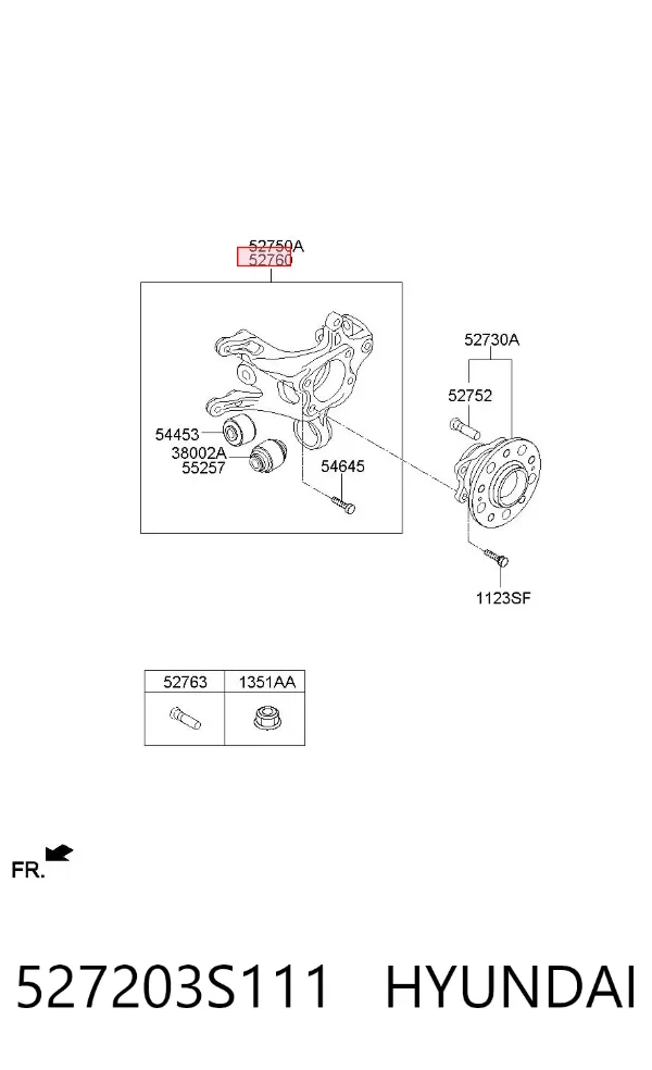 Цапфа - поворотний кулак задній, правий 527203S111 Hyundai/Kia