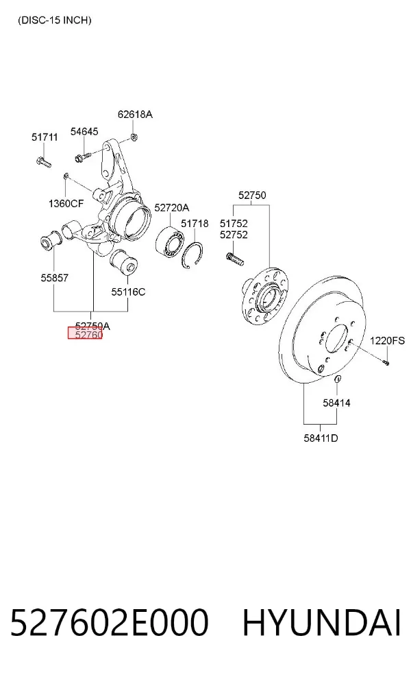 Цапфа - поворотний кулак задній, правий 527602E000 Hyundai/Kia