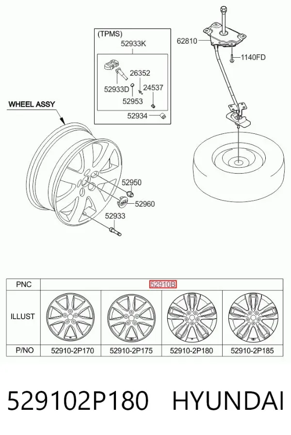 Диски колісні литі (легкосплавні, титанові) 529102P180 Hyundai/Kia