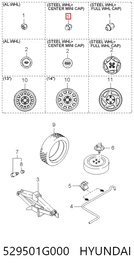 Колісні гайки 529501G000 Hyundai/Kia