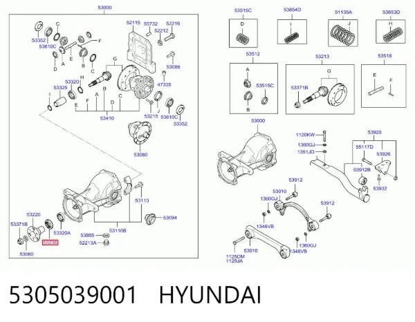 Сальник хвостовика 5305039001 Hyundai/Kia