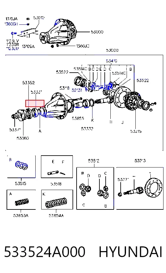 Сальник хвостовика 533524A000 Hyundai/Kia