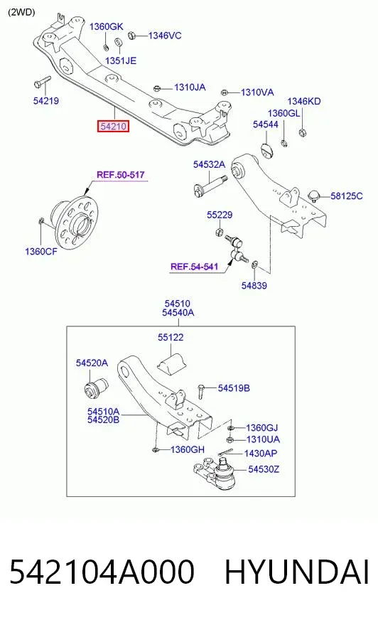 Підрамник передній 542104A000 Hyundai/Kia