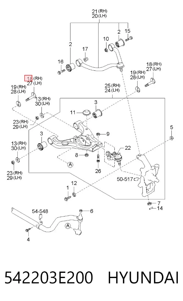 Болт переднього важеля, нижнього 542203E200 Hyundai/Kia