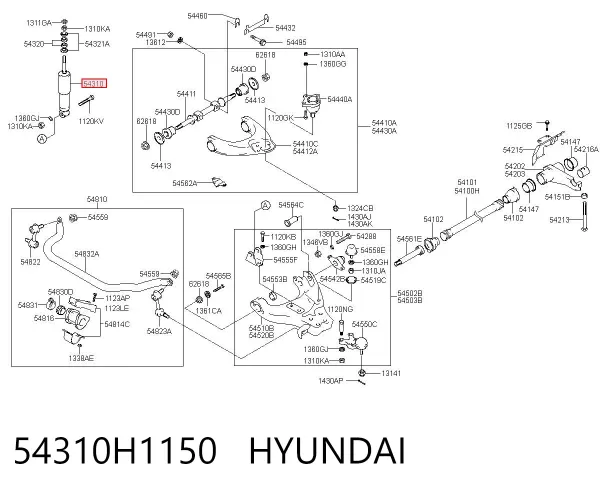 Амортизатор передній 54310H1150 Hyundai/Kia