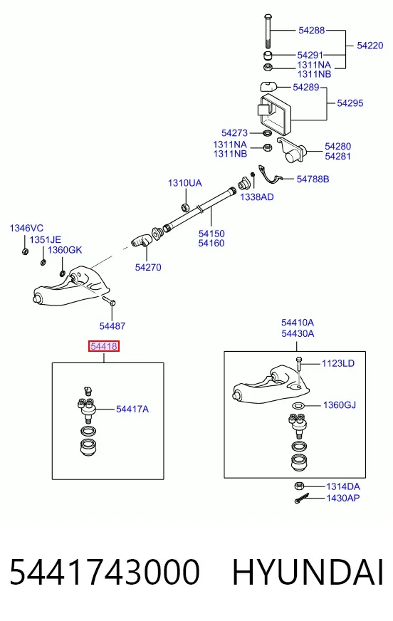 Кульова опора, верхня 5441743000 Hyundai/Kia