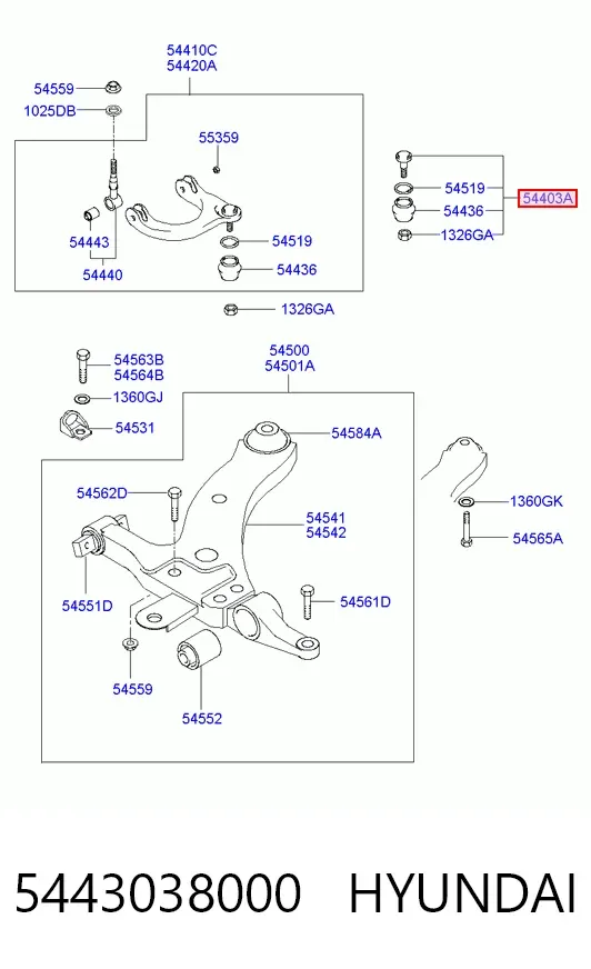 Кульова опора, верхня 5443038000 Hyundai/Kia