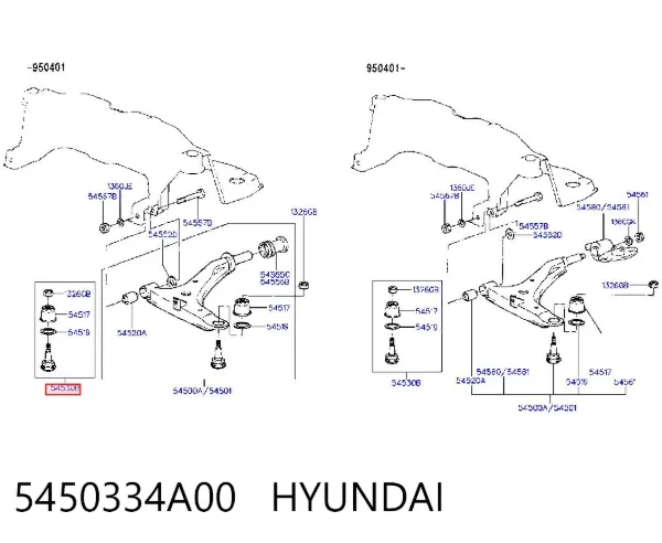 Кульова опора, нижня 5450334A00 Hyundai/Kia
